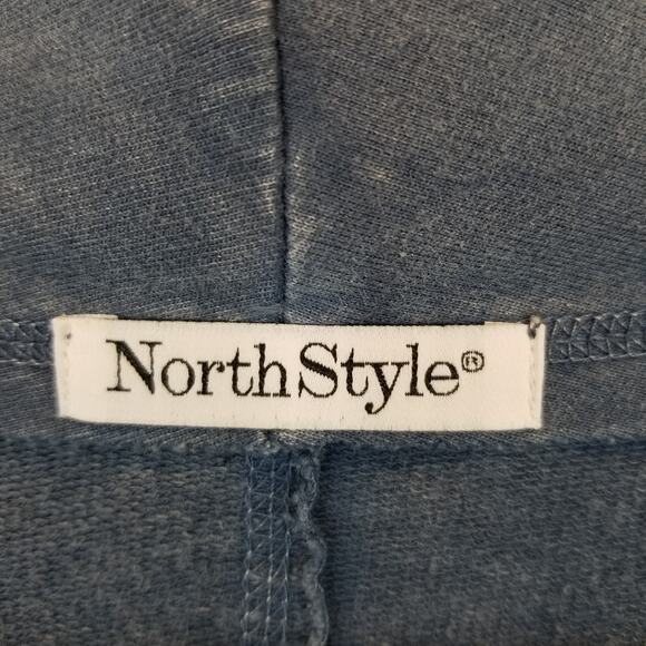 North Style Jersey Knit Cable Knit Sleeve Open Front Cardigan Jacket Blue 1X - Picture 4 of 8